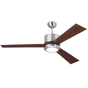 Vision 52 LED - w Teak Blades Brushed Steel - Visual Comfort Fan 1