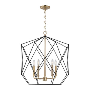 Zarra Large Five Light Lantern Satin Brass - Visual Comfort Ceiling Lights