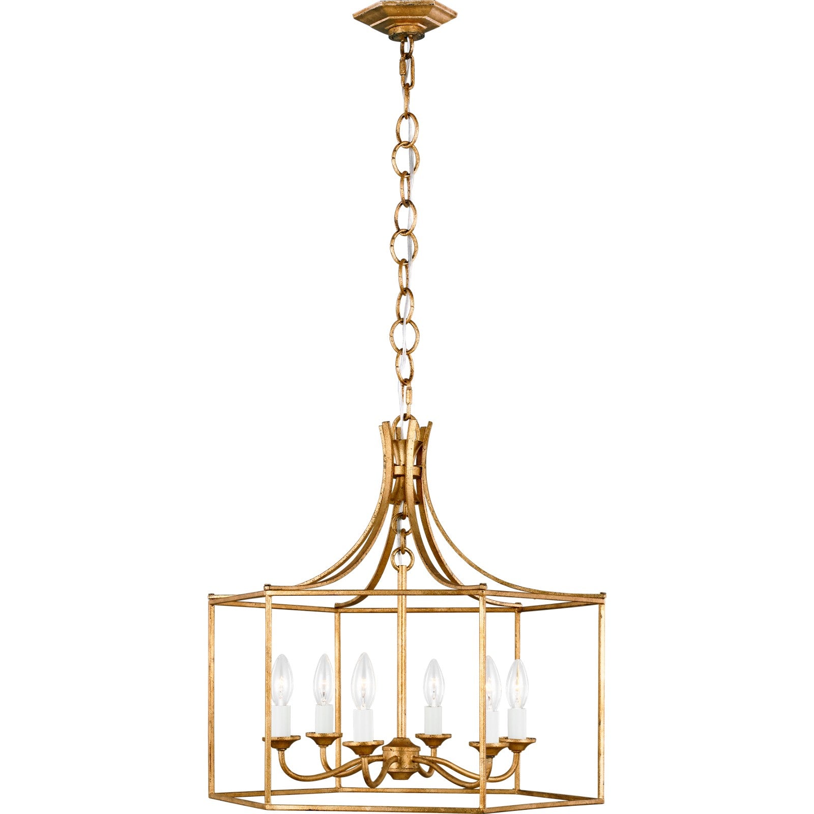 Bantry House Wide Lantern in Antique Gild - Visual Comfort Ceiling Lights