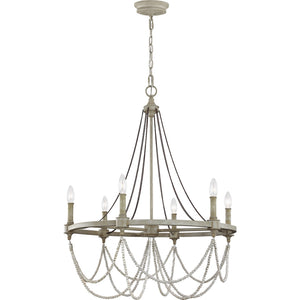 Beverly Medium Chandelier French Washed Oak / Distressed White Wood - Visual Comfort Ceiling Lights
