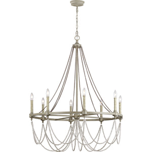 Beverly Large Chandelier French Washed Oak / Distressed White Wood - Visual Comfort Ceiling Lights