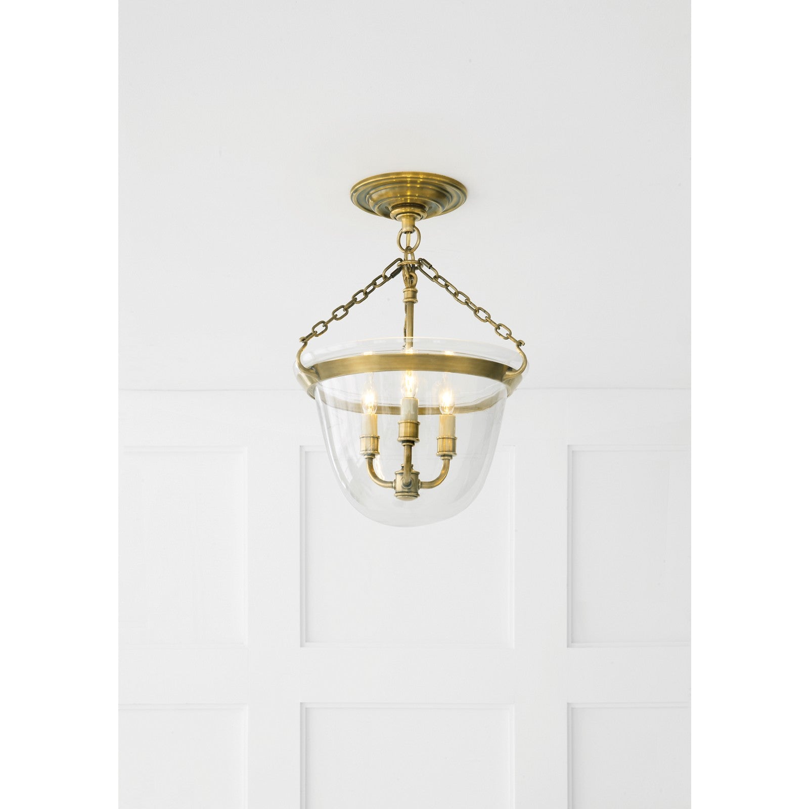 Country Semi-Flush Bell Jar Lantern - Visual Comfort Ceiling Lights