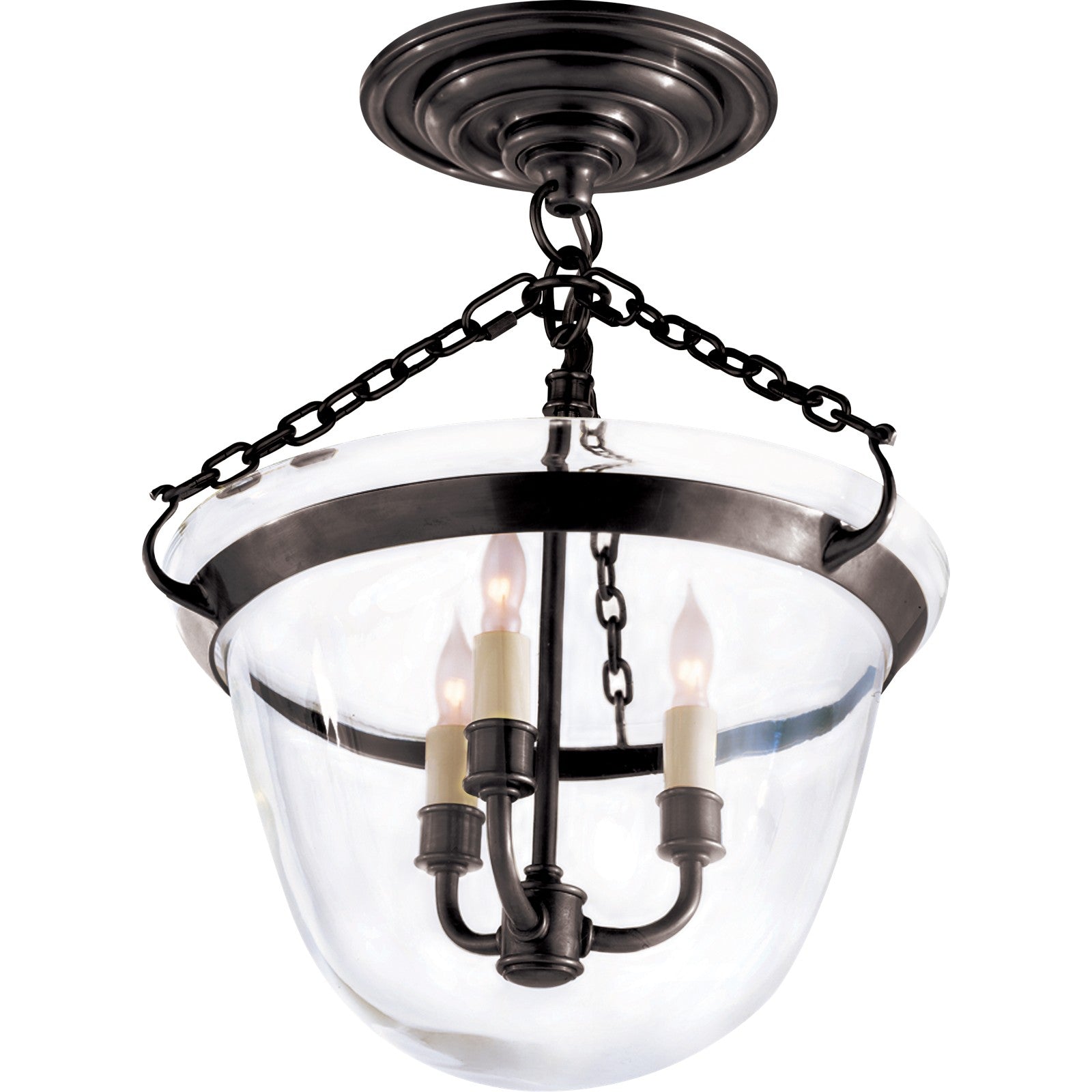 Country Semi-Flush Bell Jar Lantern - Visual Comfort Ceiling Lights