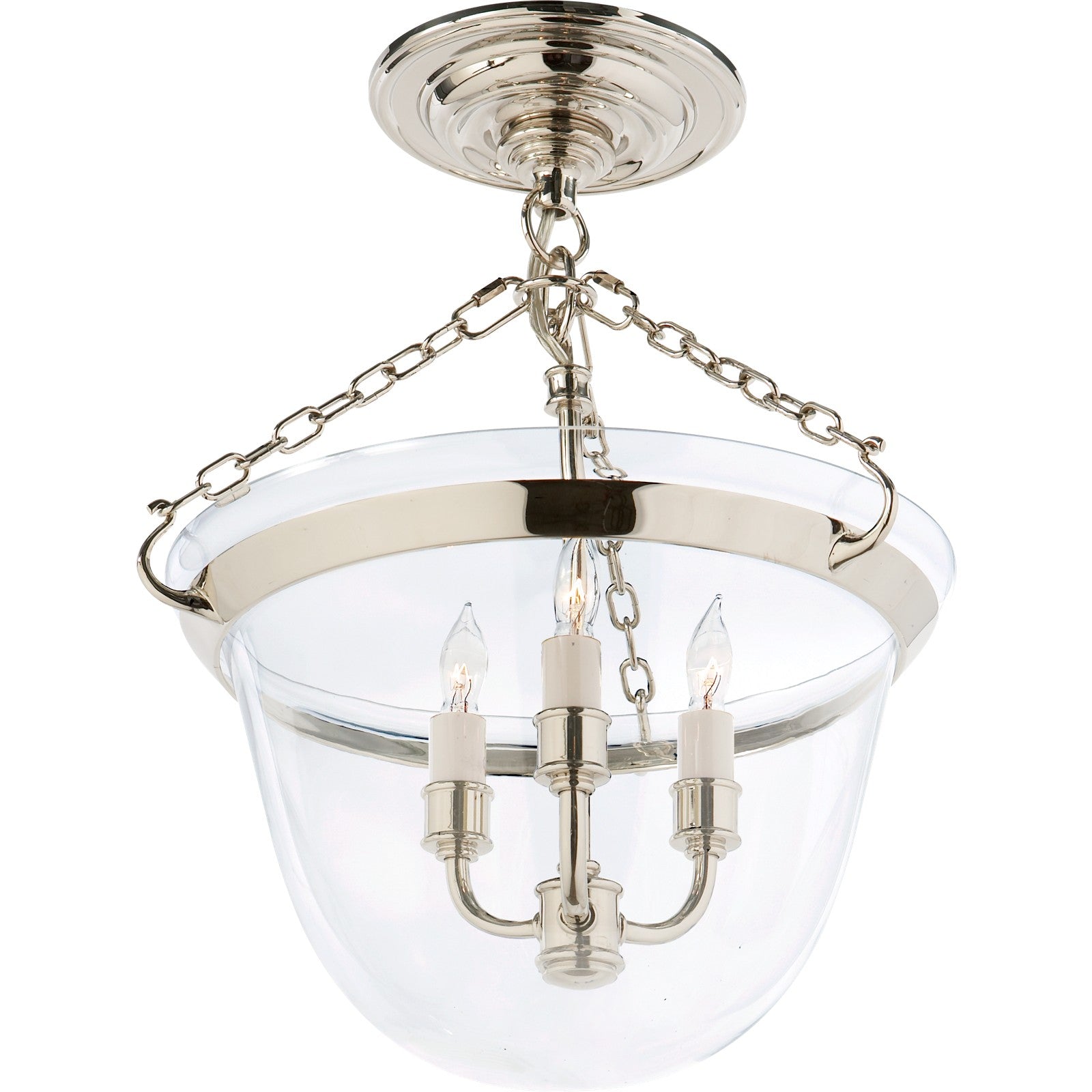 Country Semi-Flush Bell Jar Lantern - Visual Comfort Ceiling Lights