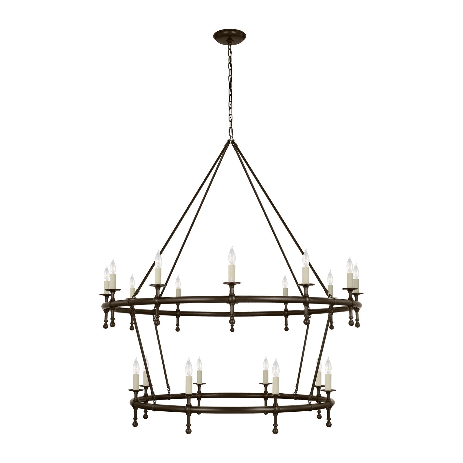 Classic 54" Two-Tier Ring Chandelier - Visual Comfort Ceiling Lights