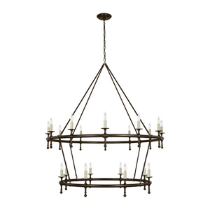 Classic 54" Two-Tier Ring Chandelier - Visual Comfort Ceiling Lights