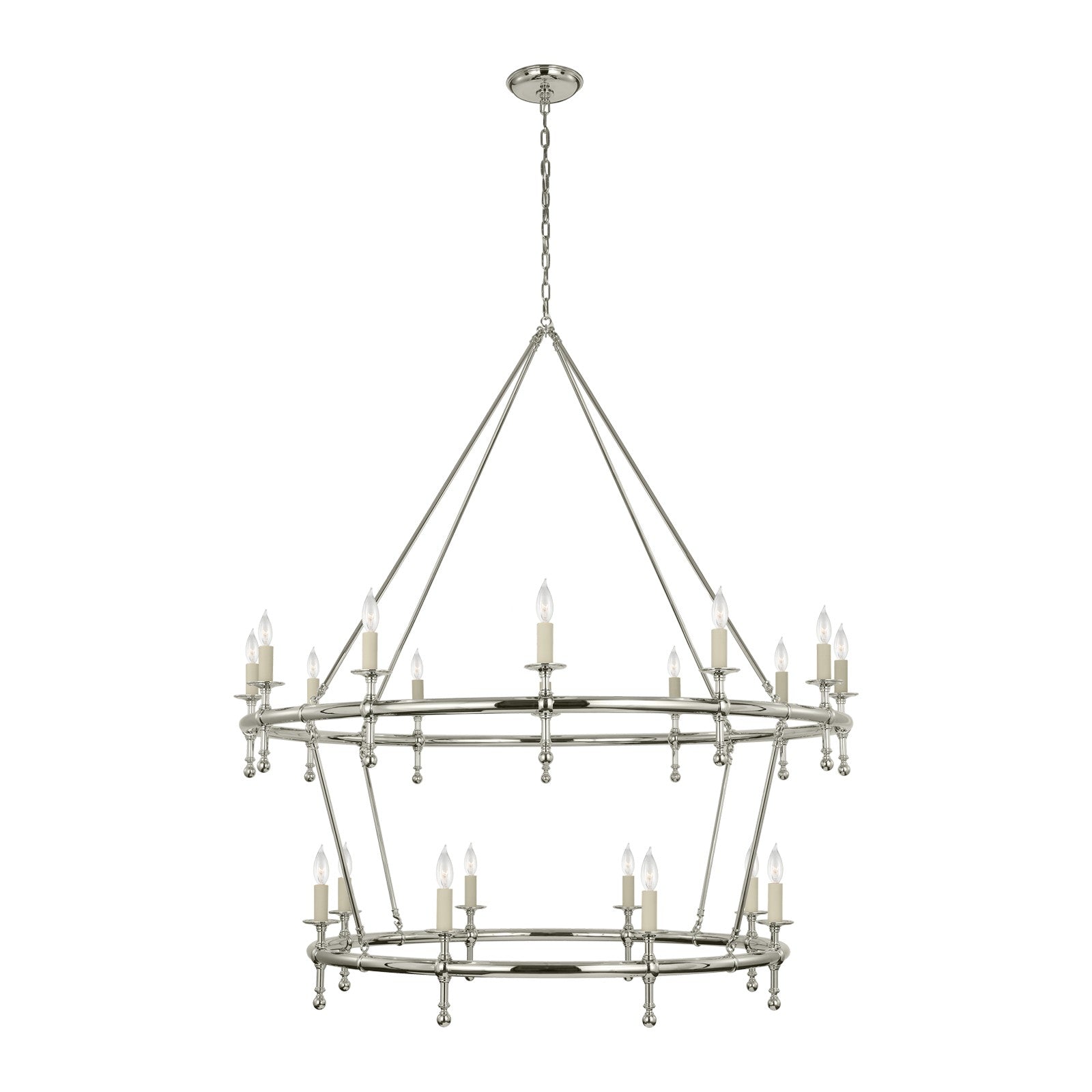 Classic 54" Two-Tier Ring Chandelier - Visual Comfort Ceiling Lights