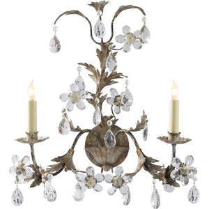 Two-Light Crystal Petal Sconce - Visual Comfort Wall Lights