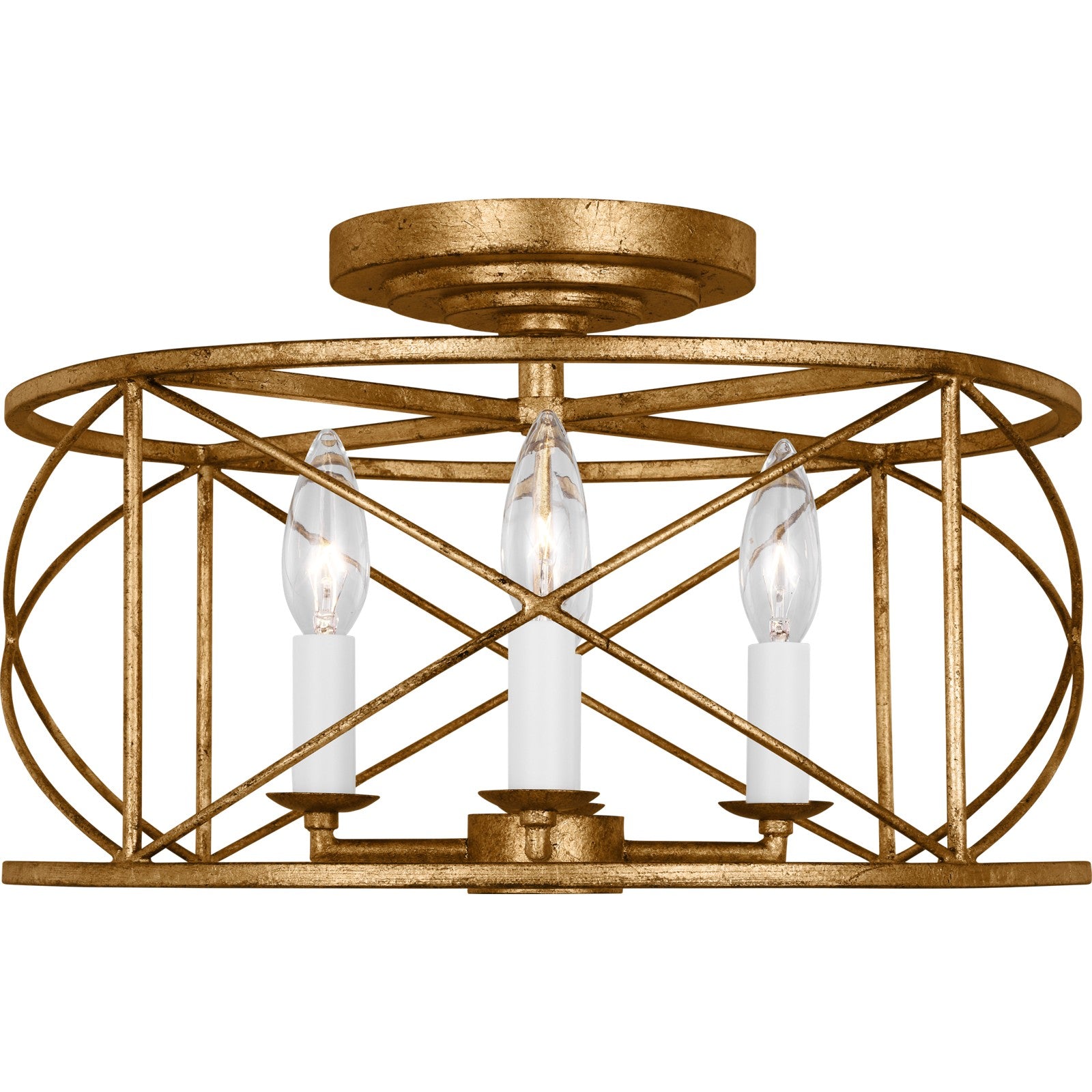 Beatrix Medium Semi-Flush Mount Aged Iron - Visual Comfort Ceiling Lights