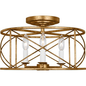 Beatrix Medium Semi-Flush Mount Aged Iron - Visual Comfort Ceiling Lights