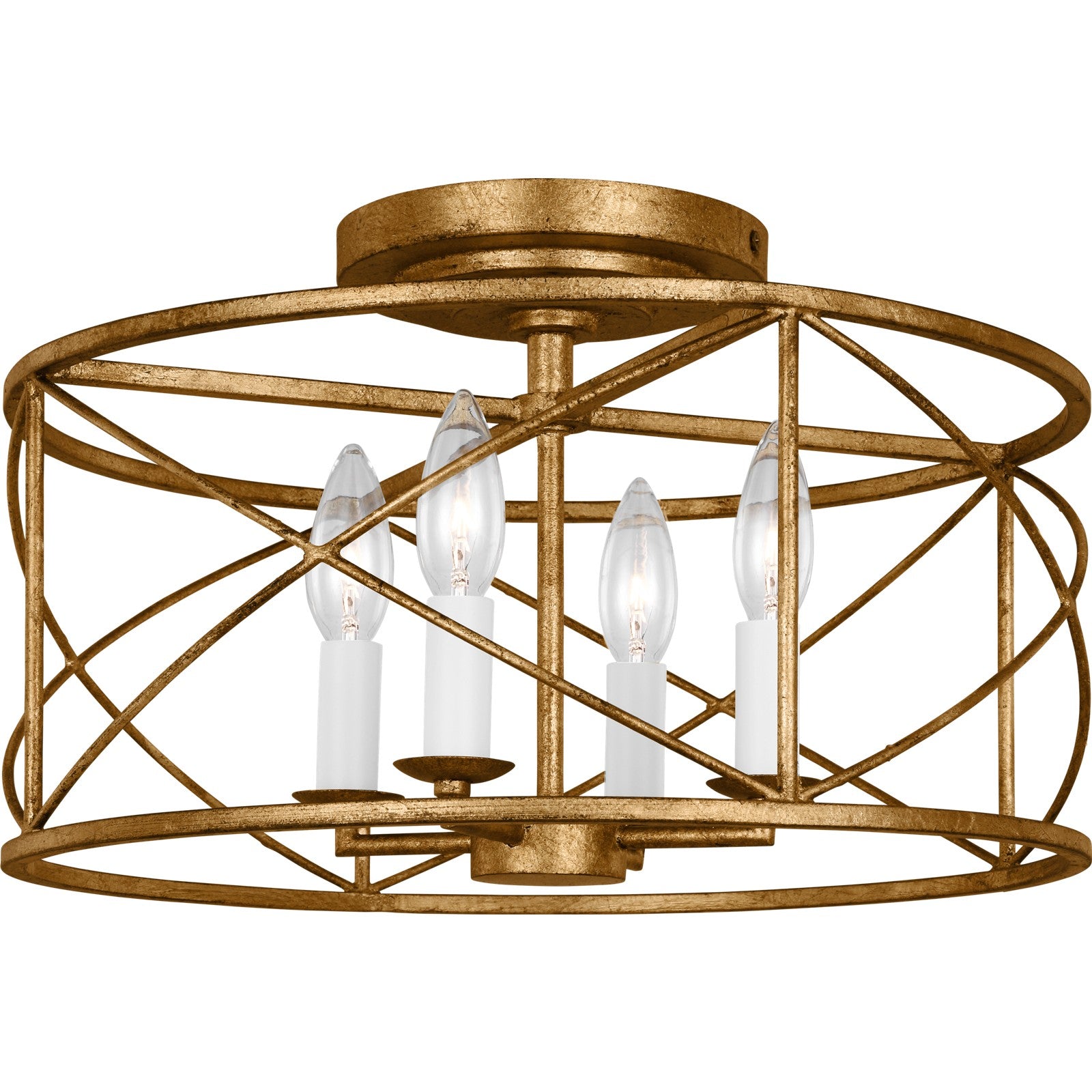 Beatrix Medium Semi-Flush Mount Aged Iron - Visual Comfort Ceiling Lights