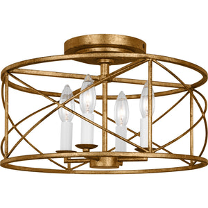 Beatrix Medium Semi-Flush Mount Aged Iron - Visual Comfort Ceiling Lights