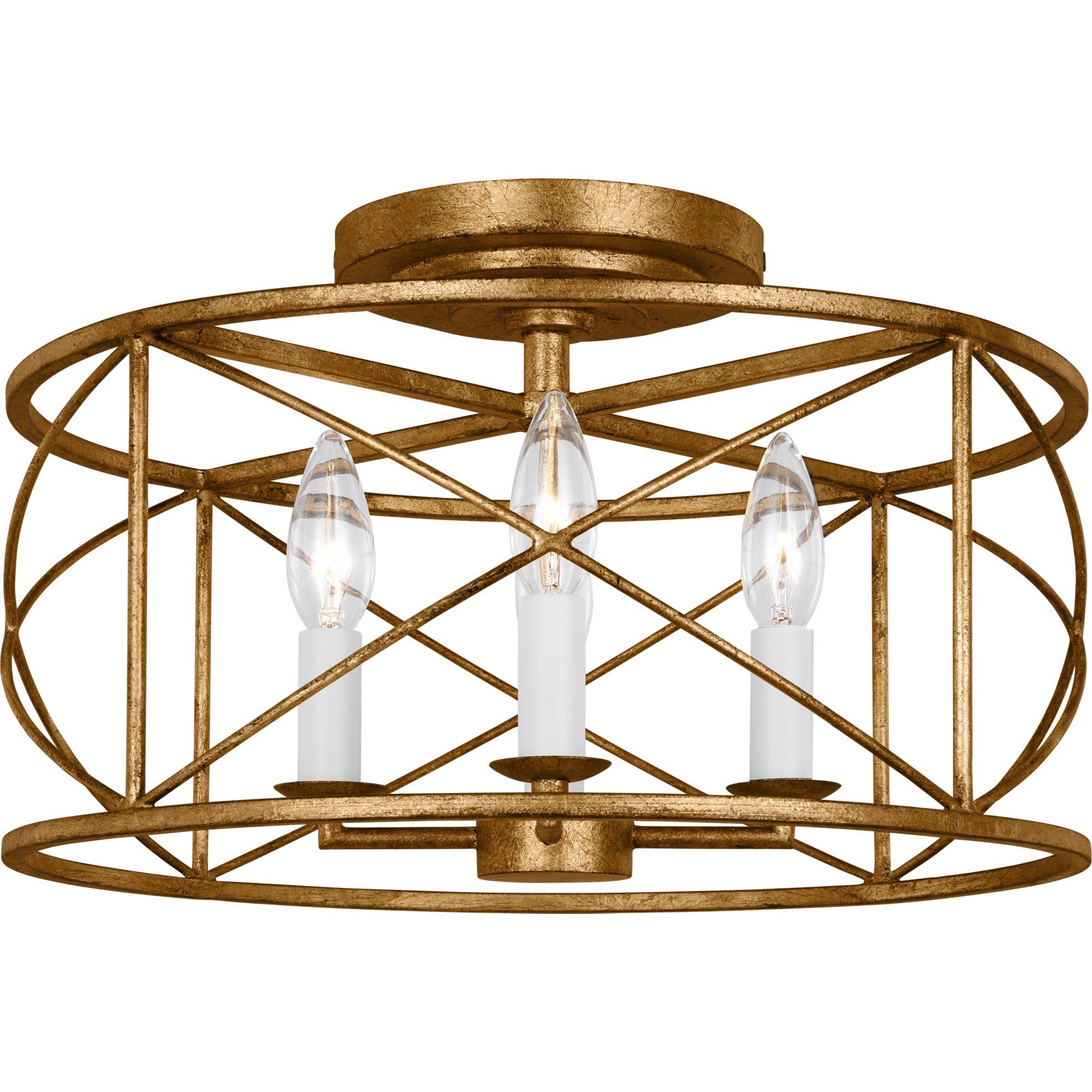 Beatrix Medium Semi-Flush Mount Aged Iron - Visual Comfort Ceiling Lights