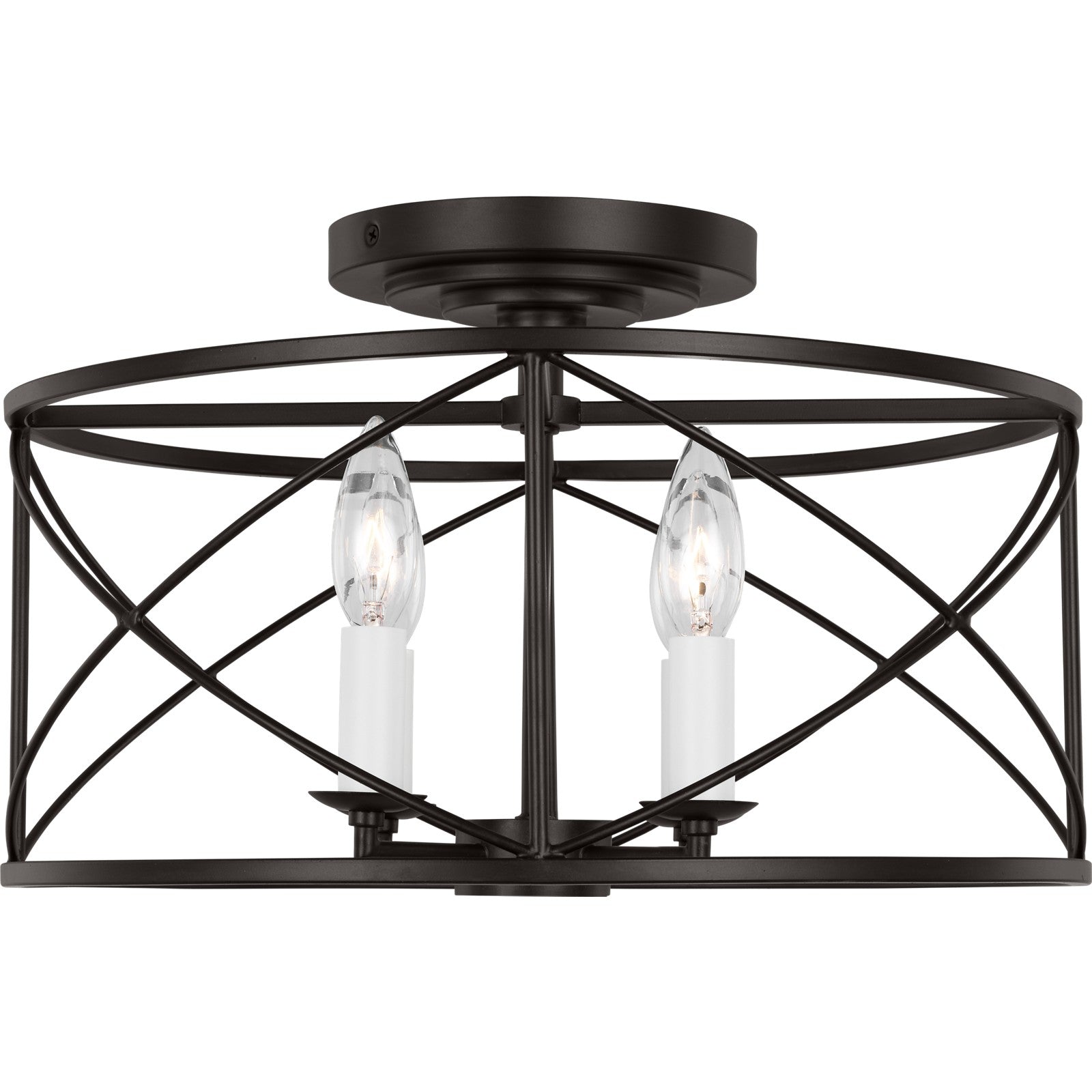 Beatrix Medium Semi-Flush Mount Aged Iron - Visual Comfort Ceiling Lights