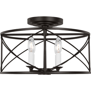 Beatrix Medium Semi-Flush Mount Aged Iron - Visual Comfort Ceiling Lights