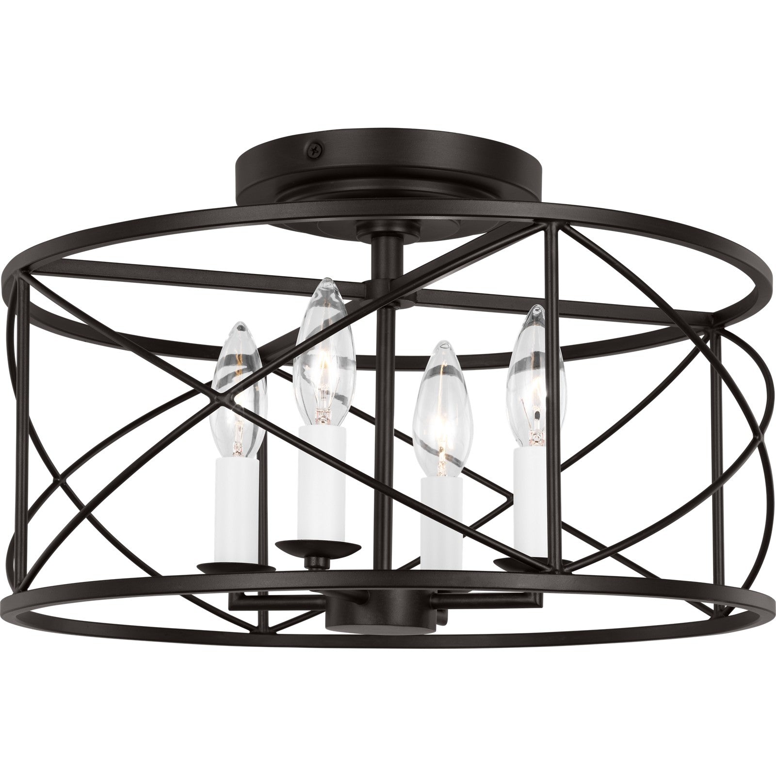 Beatrix Medium Semi-Flush Mount Aged Iron - Visual Comfort Ceiling Lights