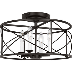 Beatrix Medium Semi-Flush Mount Aged Iron - Visual Comfort Ceiling Lights