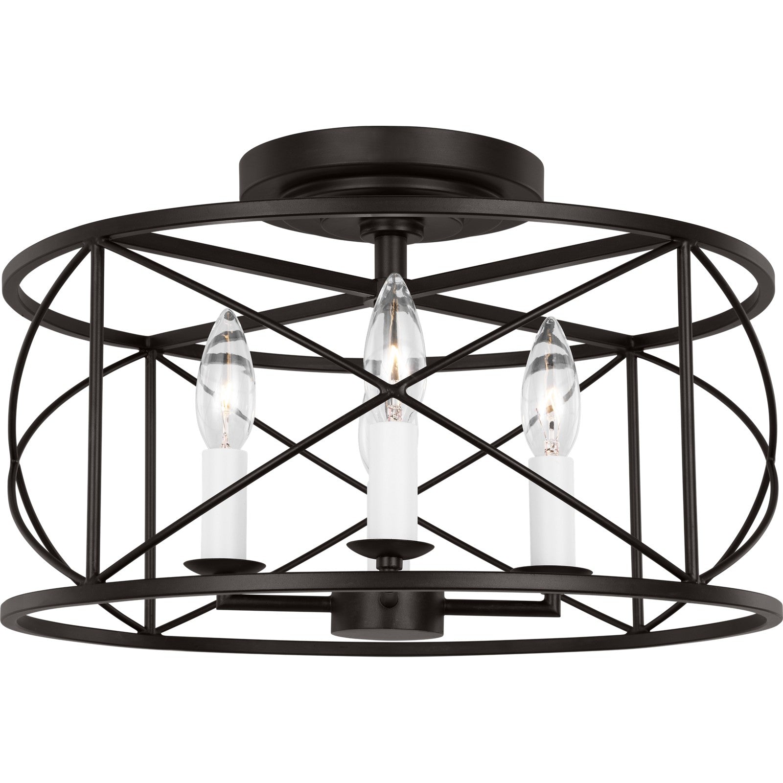 Beatrix Medium Semi-Flush Mount Aged Iron - Visual Comfort Ceiling Lights