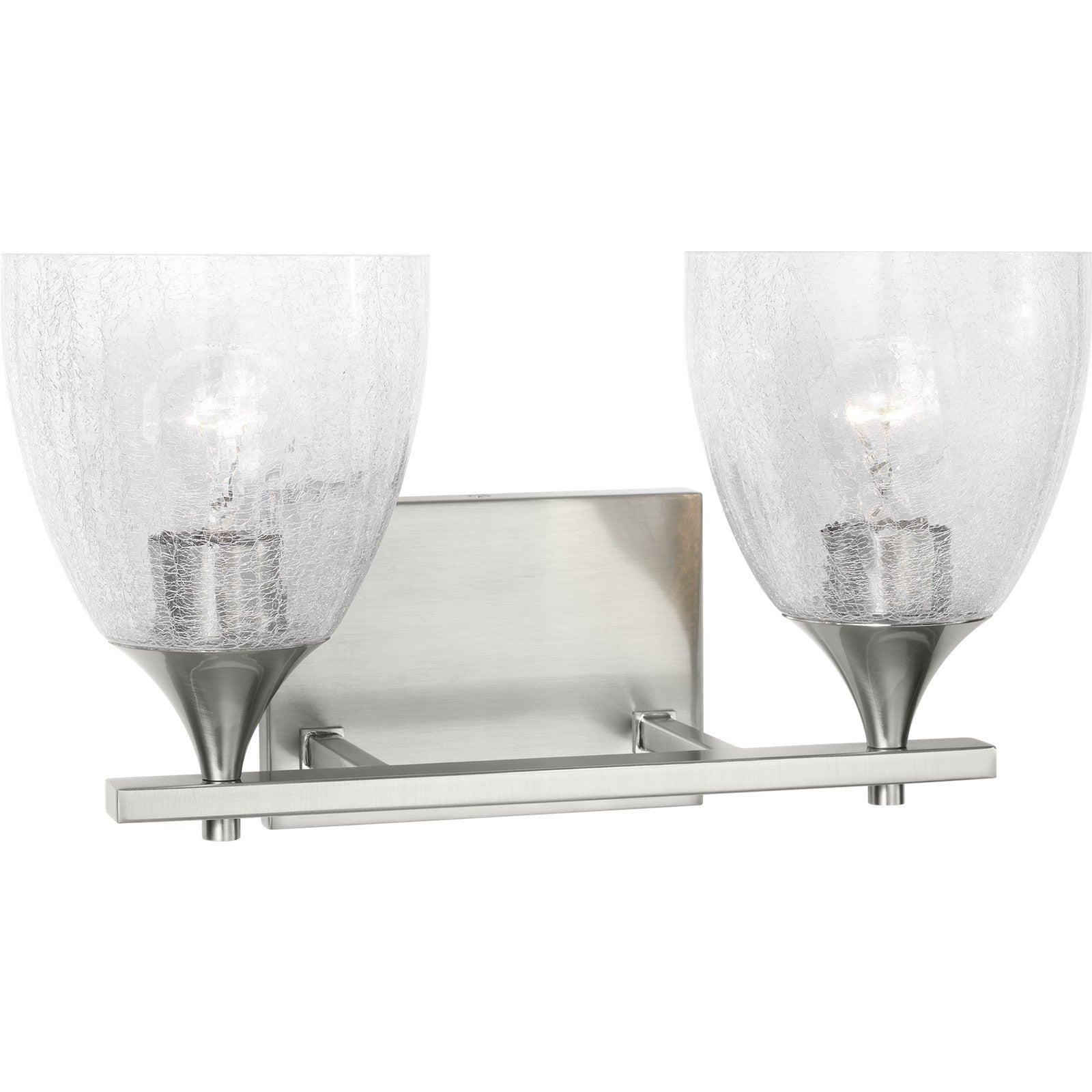Toffino 2-Light Bath Sconce in Brushed Steel with Milk Glass