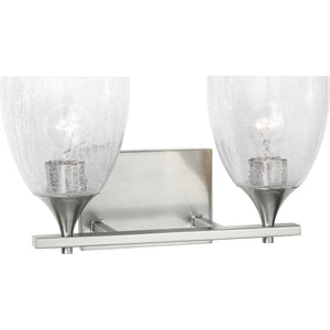 Toffino 2-Light Bath Sconce in Brushed Steel with Milk Glass
