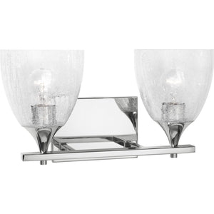 Toffino 2-Light Bath Sconce in Brushed Steel with Milk Glass