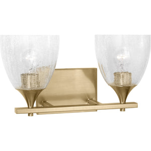 Toffino 2-Light Bath Sconce in Brushed Steel with Milk Glass