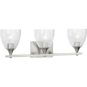 Toffino 3-Light Bath Sconce in Brushed Steel with Milk Glass