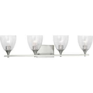 Toffino 4-Light Bath Sconce in Brushed Steel with Milk Glass