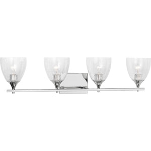 Toffino 4-Light Bath Sconce in Brushed Steel with Milk Glass