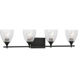Toffino 4-Light Bath Sconce in Brushed Steel with Milk Glass