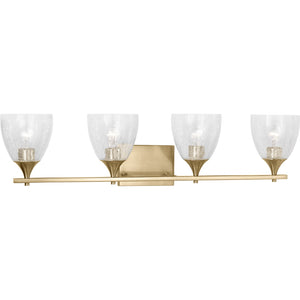 Toffino 4-Light Bath Sconce in Brushed Steel with Milk Glass