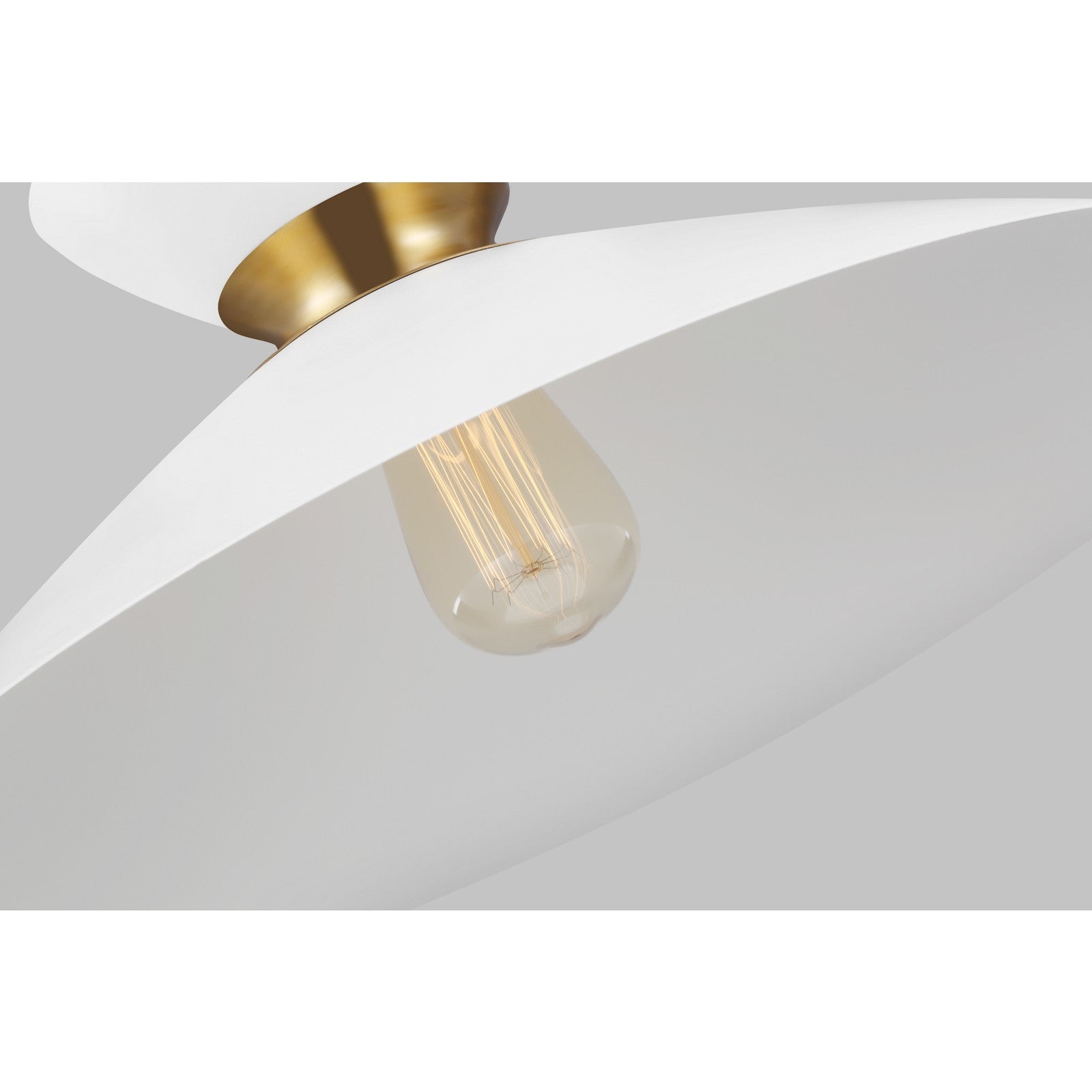 Heath Wide Pendant Matte White and Burnished Brass - Visual Comfort Ceiling Lights