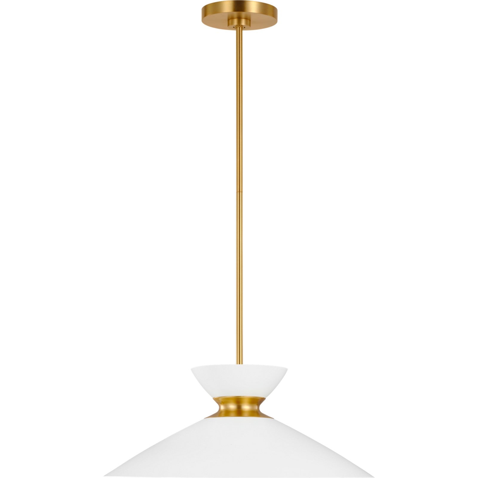 Heath Wide Pendant Matte White and Burnished Brass - Visual Comfort Ceiling Lights