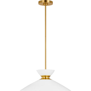 Heath Wide Pendant Matte White and Burnished Brass - Visual Comfort Ceiling Lights