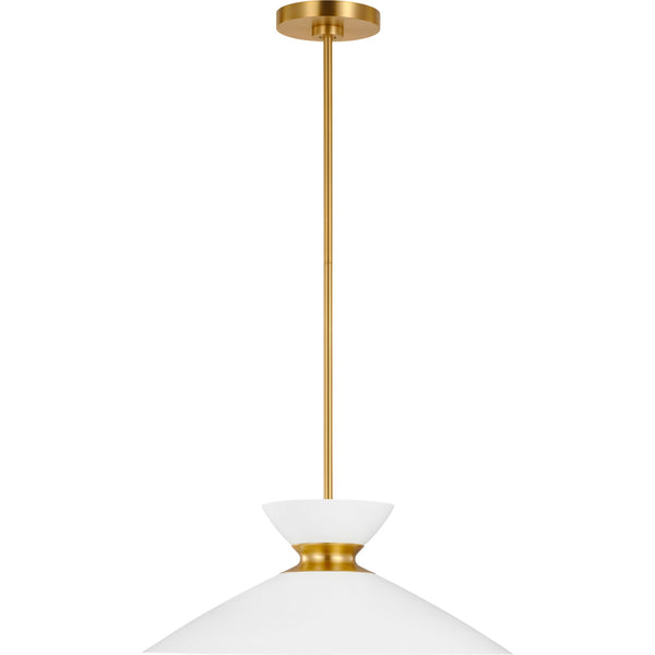 Heath Wide Pendant Matte White and Burnished Brass - Visual Comfort Ceiling Lights