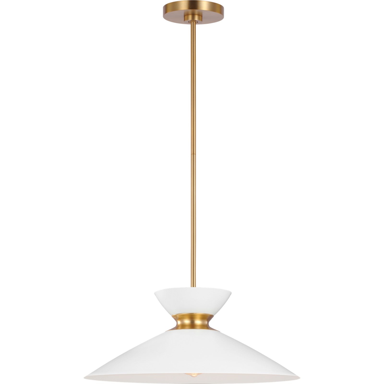 Heath Wide Pendant Matte White and Burnished Brass - Visual Comfort Ceiling Lights