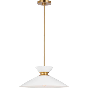 Heath Wide Pendant Matte White and Burnished Brass - Visual Comfort Ceiling Lights