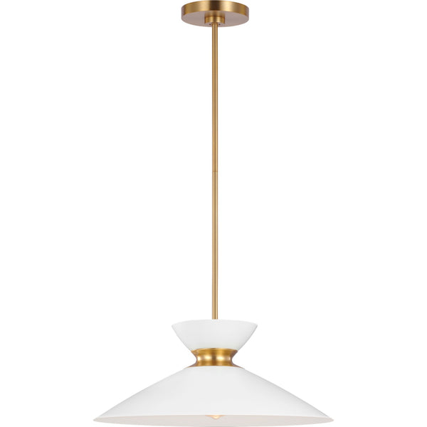 Heath Wide Pendant Matte White and Burnished Brass - Visual Comfort Ceiling Lights