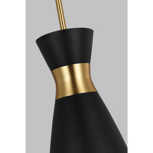 Heath Small Pendant in Midnight Black and Burnished Brass - Visual Comfort Ceiling Lights