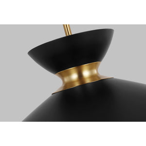 Heath Wide Pendant Matte White and Burnished Brass - Visual Comfort Ceiling Lights