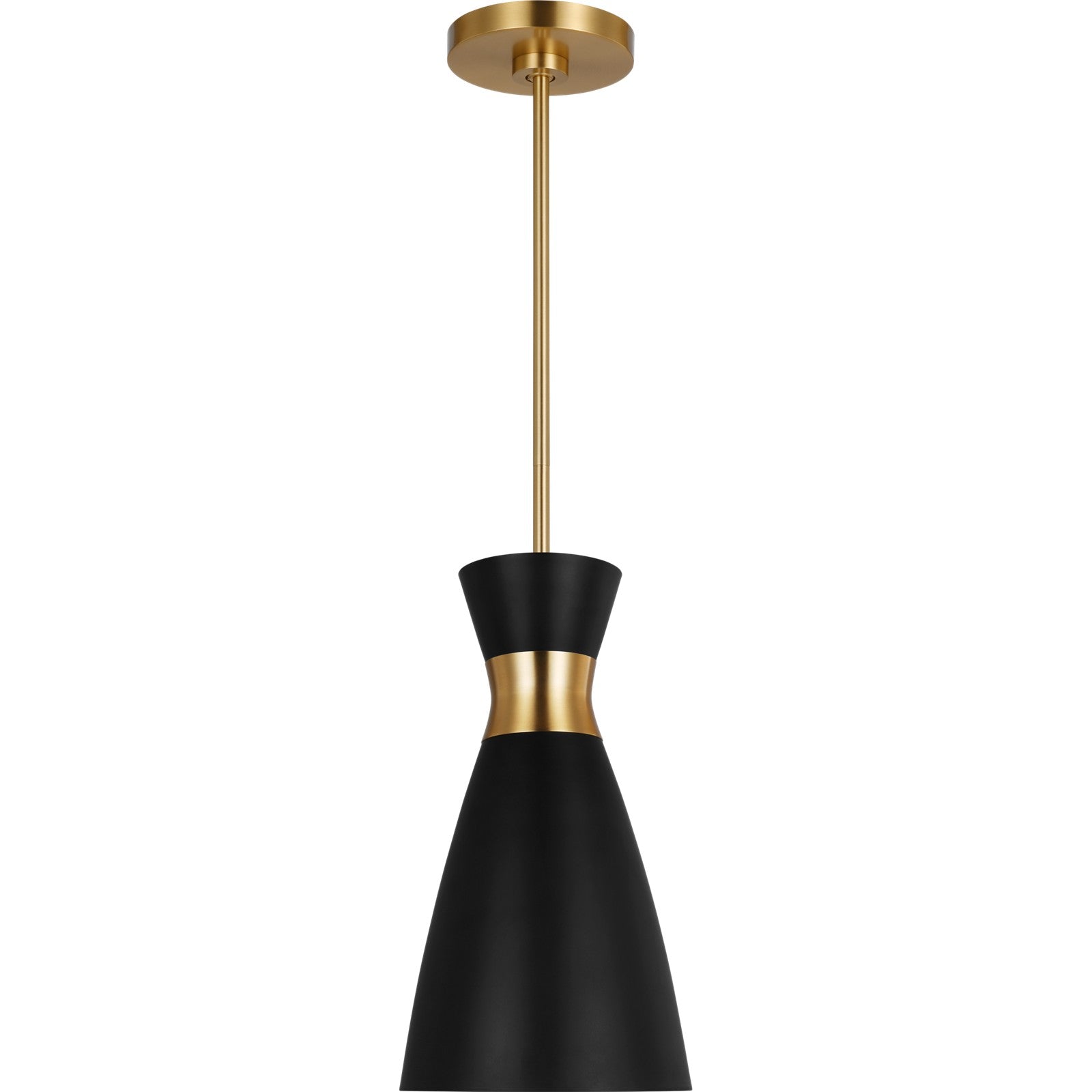 Heath Small Pendant in Midnight Black and Burnished Brass - Visual Comfort Ceiling Lights