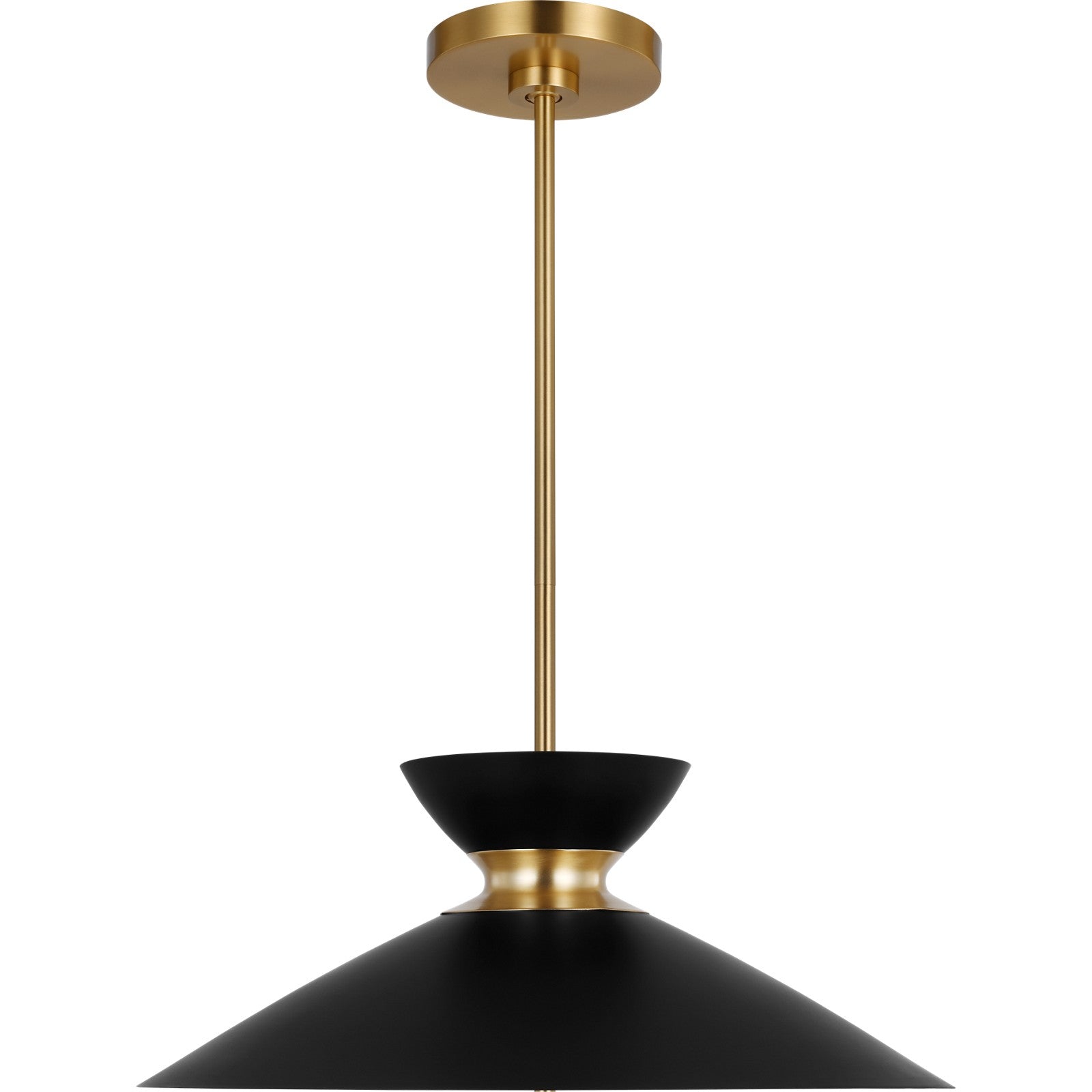 Heath Wide Pendant Matte White and Burnished Brass - Visual Comfort Ceiling Lights