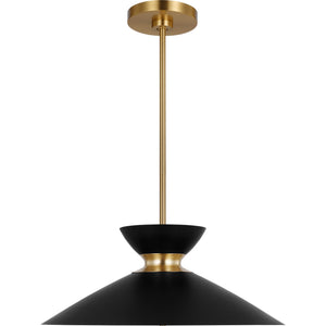 Heath Wide Pendant Matte White and Burnished Brass - Visual Comfort Ceiling Lights