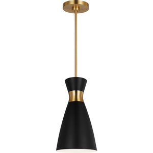 Heath Small Pendant in Midnight Black and Burnished Brass - Visual Comfort Ceiling Lights