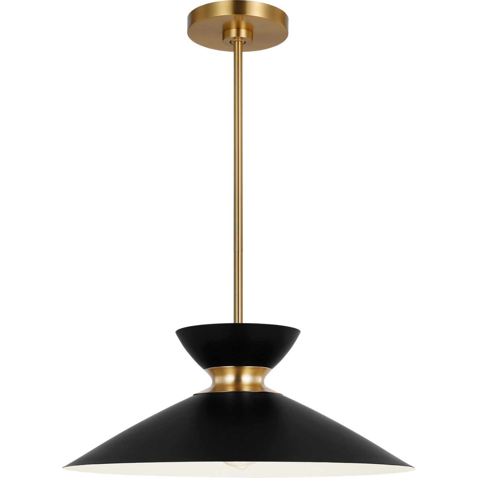 Heath Wide Pendant Matte White and Burnished Brass - Visual Comfort Ceiling Lights
