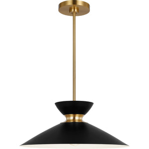 Heath Wide Pendant Matte White and Burnished Brass - Visual Comfort Ceiling Lights