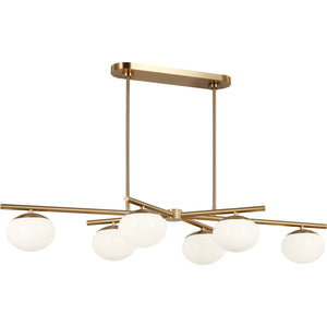 Lune Large Linear Chandelier Aged Iron - Visual Comfort Ceiling Lights