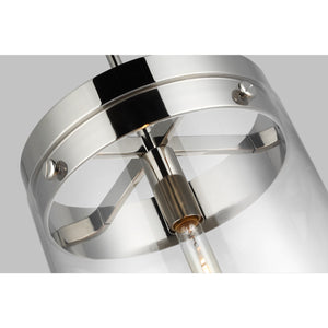 Garrett Large Cylinder Pendant Polished Nickel - Visual Comfort Ceiling Lights