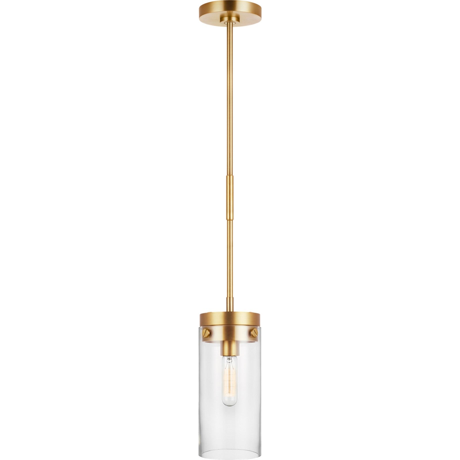 Garrett Medium Cylinder Pendant Burnished Brass - Visual Comfort Ceiling Lights