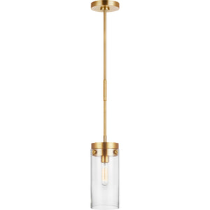 Garrett Medium Cylinder Pendant Burnished Brass - Visual Comfort Ceiling Lights